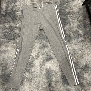 ADIDAS 3 Stripe XL Grey Leggings Long Cotton
